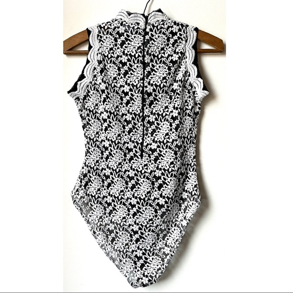 Vintage Y2K 90s French All Lace Bodysuit High Neck Lingerie Teddy Onesie Top - Picture 7 of 12